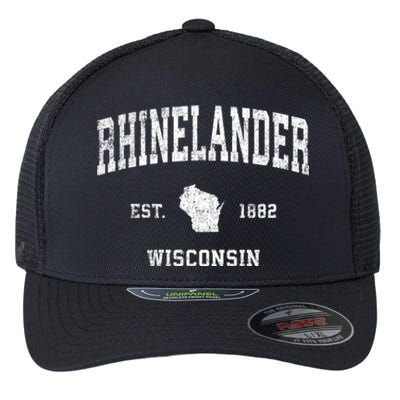 Rhinelander Wisconsin Wi Vintage Established Sports Design Flexfit Unipanel Trucker Cap