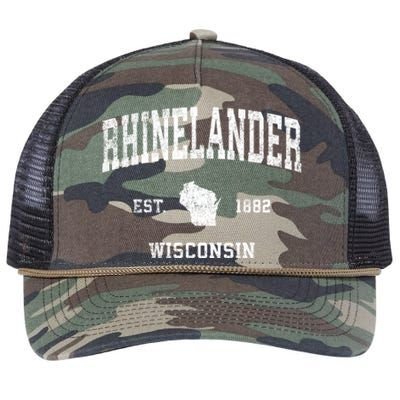 Rhinelander Wisconsin Wi Vintage Established Sports Design Retro Rope Trucker Hat Cap