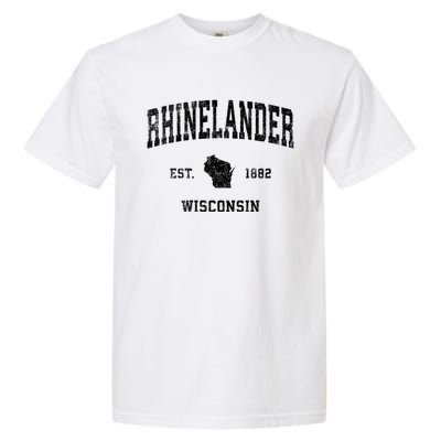 Rhinelander Wisconsin Wi Vintage Established Sports Design Garment-Dyed Heavyweight T-Shirt