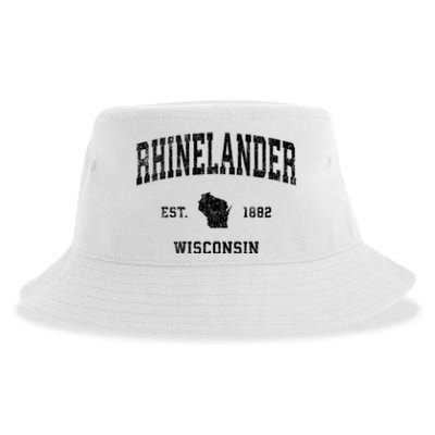 Rhinelander Wisconsin Wi Vintage Established Sports Design Sustainable Bucket Hat