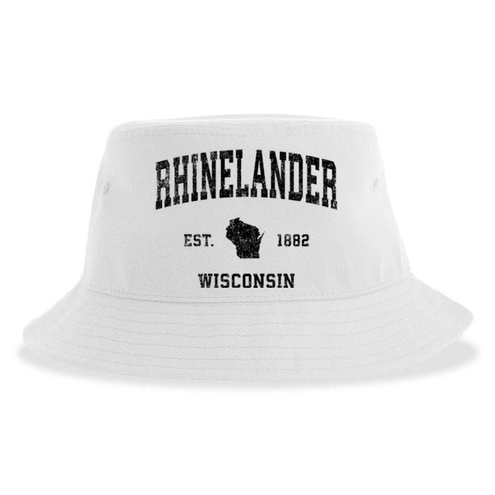 Rhinelander Wisconsin Wi Vintage Established Sports Design Sustainable Bucket Hat