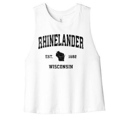 Rhinelander Wisconsin Wi Vintage Established Sports Design Women's Racerback Cropped Tank