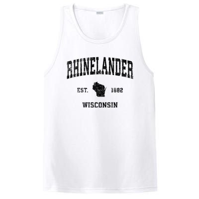 Rhinelander Wisconsin Wi Vintage Established Sports Design PosiCharge Competitor Tank