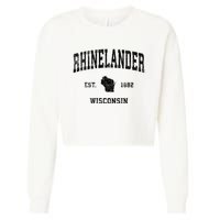 Rhinelander Wisconsin Wi Vintage Established Sports Design Cropped Pullover Crew