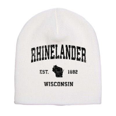 Rhinelander Wisconsin Wi Vintage Established Sports Design Short Acrylic Beanie