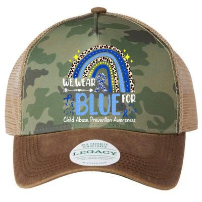 Rainbow We Wear Blue Child Abuse Prevention Month Awareness Legacy Tie Dye Trucker Hat