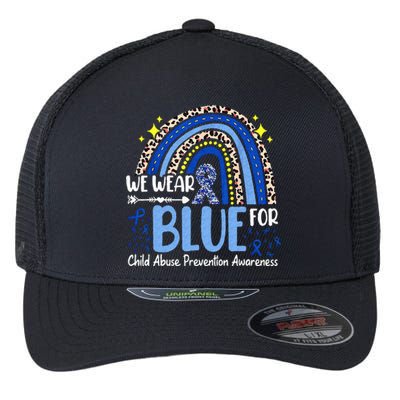 Rainbow We Wear Blue Child Abuse Prevention Month Awareness Flexfit Unipanel Trucker Cap