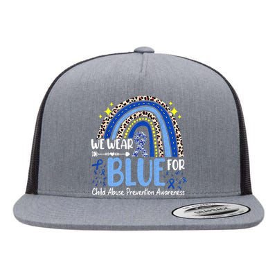 Rainbow We Wear Blue Child Abuse Prevention Month Awareness Flat Bill Trucker Hat