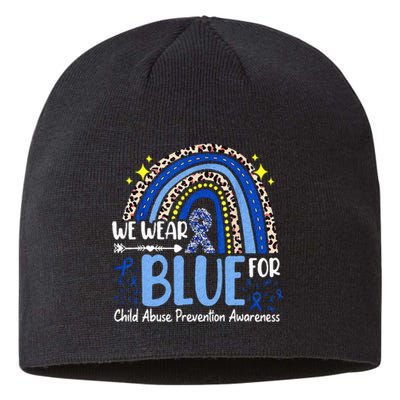 Rainbow We Wear Blue Child Abuse Prevention Month Awareness Sustainable Beanie