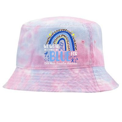 Rainbow We Wear Blue Child Abuse Prevention Month Awareness Tie-Dyed Bucket Hat