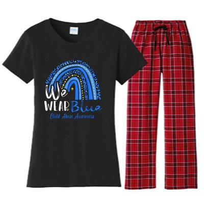 Rainbow We Wear Child Abuse Awareness Women's Flannel Pajama Set