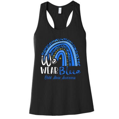 Rainbow We Wear Child Abuse Awareness Women's Racerback Tank