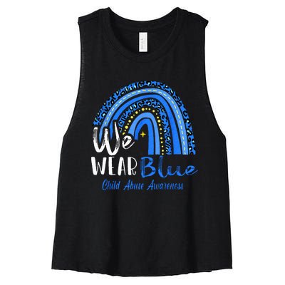 Rainbow We Wear Child Abuse Awareness Women's Racerback Cropped Tank