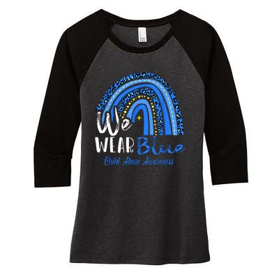 Rainbow We Wear Child Abuse Awareness Women's Tri-Blend 3/4-Sleeve Raglan Shirt