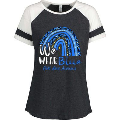 Rainbow We Wear Child Abuse Awareness Enza Ladies Jersey Colorblock Tee