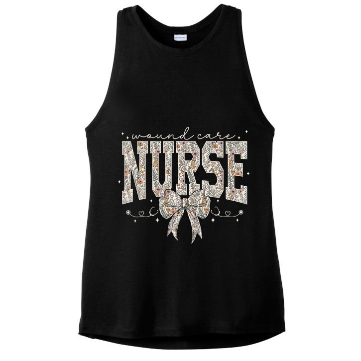 Retro Wildflower Wound Care Nurse Coquette Bow WOCN Nursing Ladies PosiCharge Tri-Blend Wicking Tank