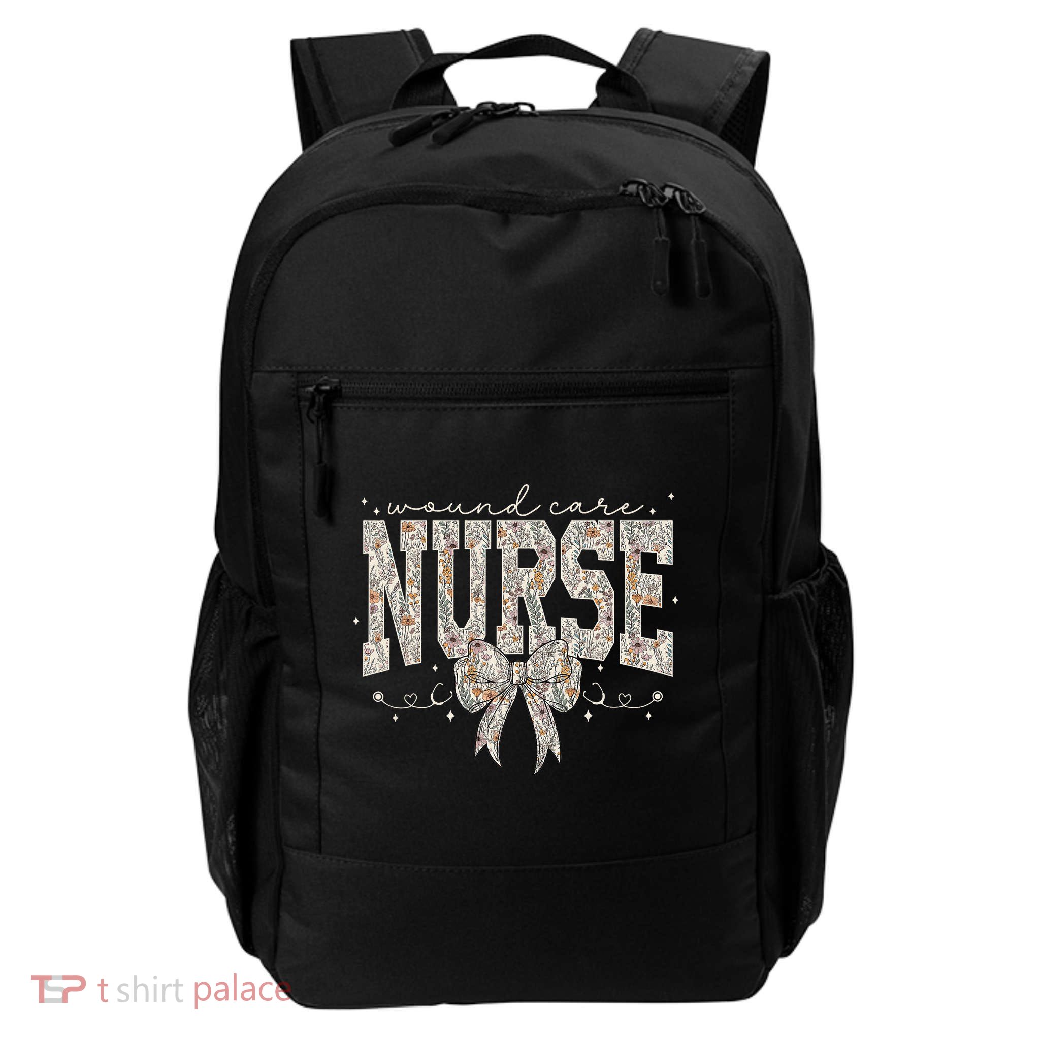 Retro Wildflower Wound Care Nurse Coquette Bow WOCN Nursing Backpack