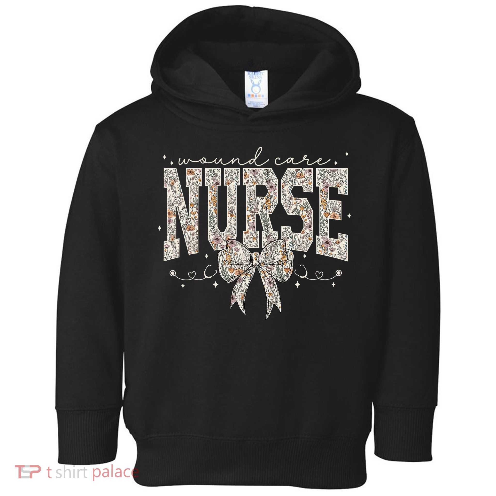 Retro Wildflower Wound Care Nurse Coquette Bow WOCN Nursing Toddler Hoodie