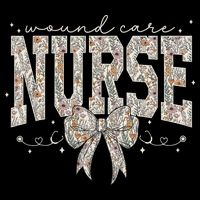 Retro Wildflower Wound Care Nurse Coquette Bow WOCN Nursing Women's V-Neck T-Shirt