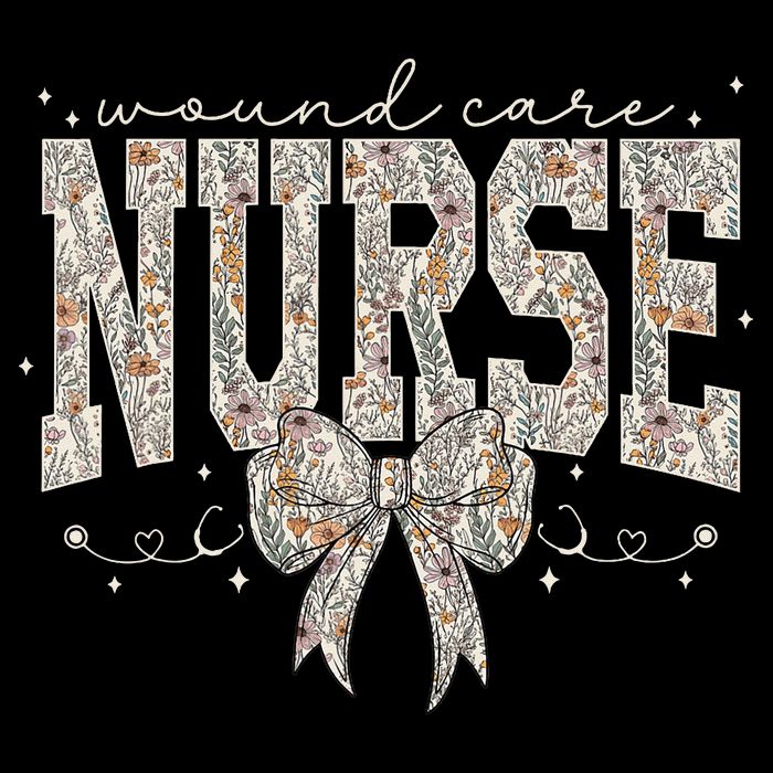 Retro Wildflower Wound Care Nurse Coquette Bow WOCN Nursing Women's V-Neck T-Shirt