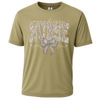 Retro Wildflower Wound Care Nurse Coquette Bow WOCN Nursing Cooling Performance Crew T-Shirt