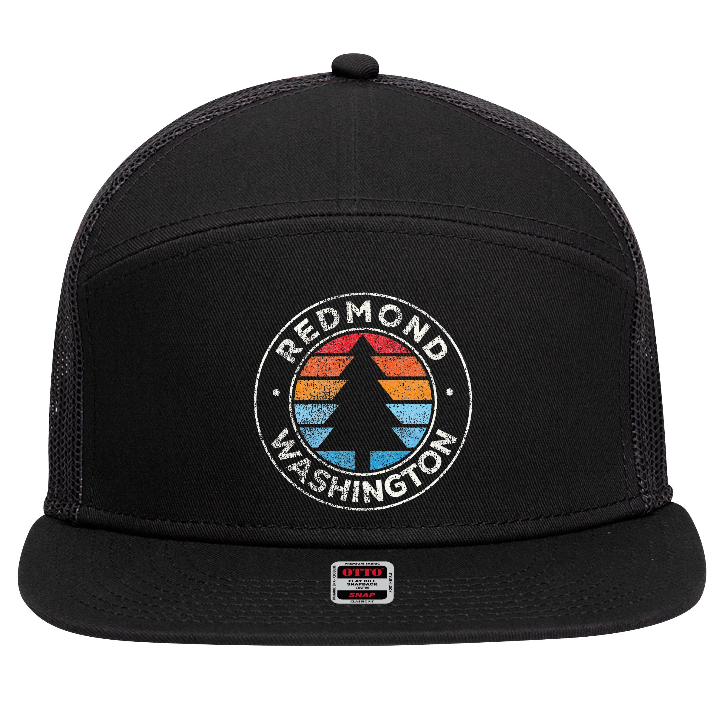 Redmond Washington Wa Vintage Graphic Retro 70s 7 Panel Mesh Trucker Snapback Hat