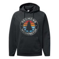 Redmond Washington Wa Vintage Graphic Retro 70s Performance Fleece Hoodie