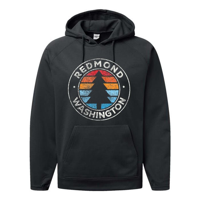 Redmond Washington Wa Vintage Graphic Retro 70s Performance Fleece Hoodie