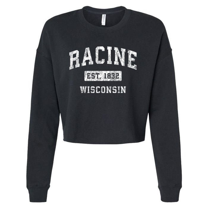 Racine Wisconsin Wi Vintage Established Sports Cropped Pullover Crew