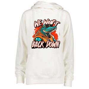 Retro We WonT Back Down Blue And Orange Gator Womens Funnel Neck Pullover Hood