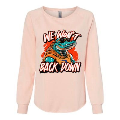 Retro We WonT Back Down Blue And Orange Gator Womens California Wash Sweatshirt