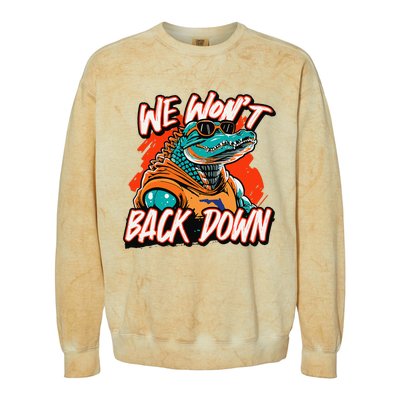 Retro We WonT Back Down Blue And Orange Gator Colorblast Crewneck Sweatshirt