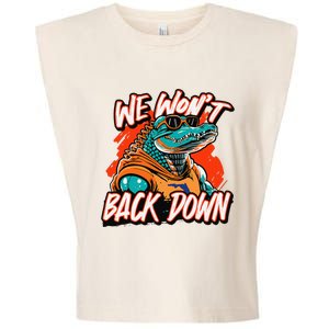 Retro We WonT Back Down Blue And Orange Gator Garment-Dyed Women's Muscle Tee