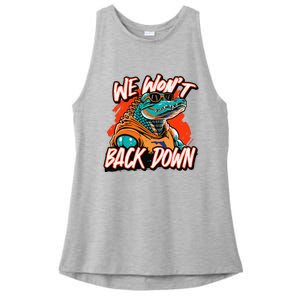 Retro We WonT Back Down Blue And Orange Gator Ladies PosiCharge Tri-Blend Wicking Tank