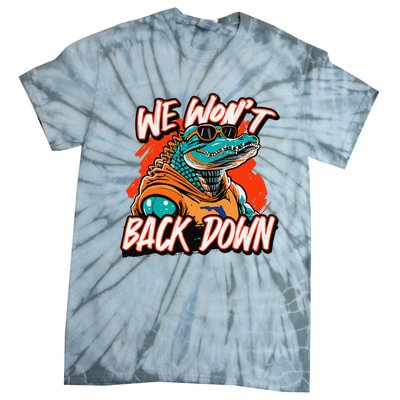 Retro We WonT Back Down Blue And Orange Gator Tie-Dye T-Shirt