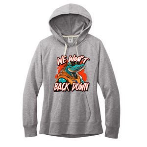 Retro We WonT Back Down Blue And Orange Gator Women's Fleece Hoodie