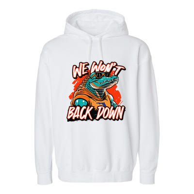 Retro We WonT Back Down Blue And Orange Gator Garment-Dyed Fleece Hoodie