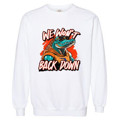 Retro We WonT Back Down Blue And Orange Gator Garment-Dyed Sweatshirt