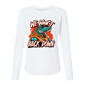 Retro We WonT Back Down Blue And Orange Gator Womens Cotton Relaxed Long Sleeve T-Shirt