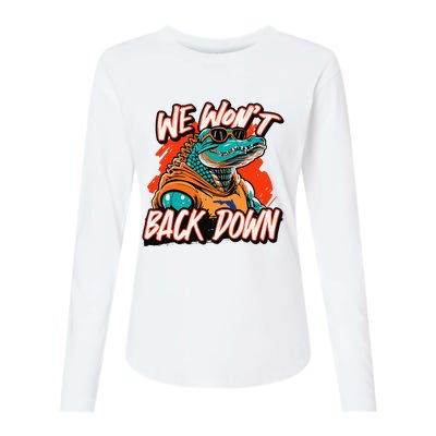 Retro We WonT Back Down Blue And Orange Gator Womens Cotton Relaxed Long Sleeve T-Shirt