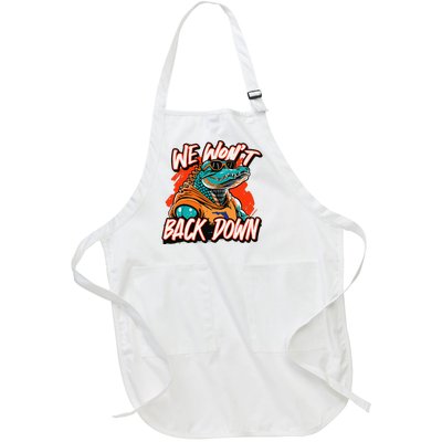 Retro We WonT Back Down Blue And Orange Gator Full-Length Apron With Pockets