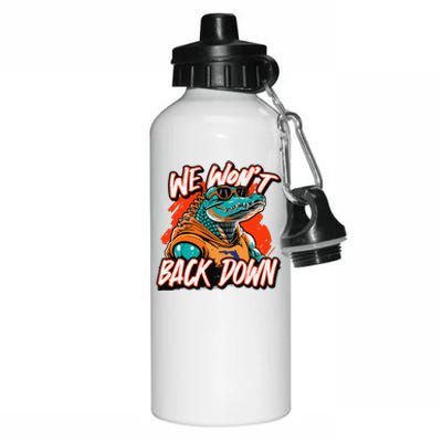 Retro We WonT Back Down Blue And Orange Gator Aluminum Water Bottle