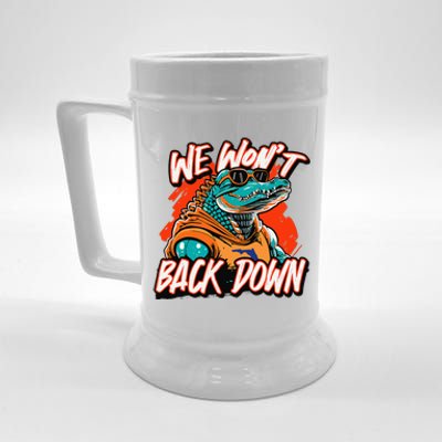 Retro We WonT Back Down Blue And Orange Gator Beer Stein