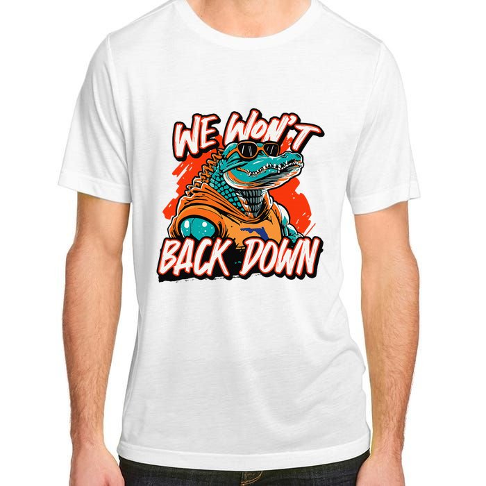 Retro We WonT Back Down Blue And Orange Gator Adult ChromaSoft Performance T-Shirt