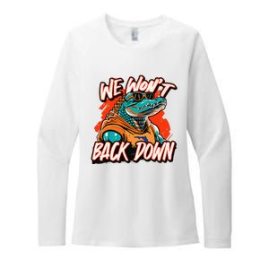 Retro We WonT Back Down Blue And Orange Gator Womens CVC Long Sleeve Shirt