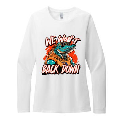 Retro We WonT Back Down Blue And Orange Gator Womens CVC Long Sleeve Shirt