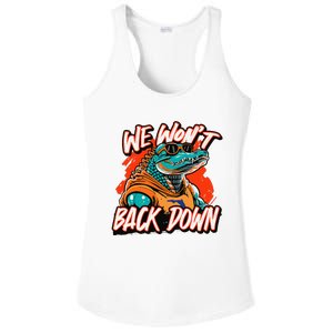 Retro We WonT Back Down Blue And Orange Gator Ladies PosiCharge Competitor Racerback Tank