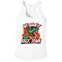 Retro We WonT Back Down Blue And Orange Gator Ladies PosiCharge Competitor Racerback Tank