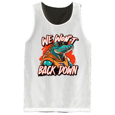 Retro We WonT Back Down Blue And Orange Gator Mesh Reversible Basketball Jersey Tank