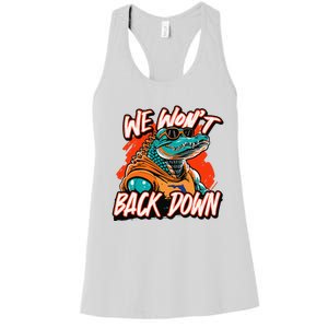 Retro We WonT Back Down Blue And Orange Gator Women's Racerback Tank